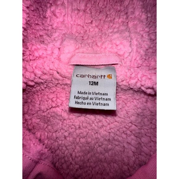 Carhartt Toddler Girls Pink Hooded Jacket 12M Sherpa-Lined Insulation Durable Wa - Picture 4 of 8